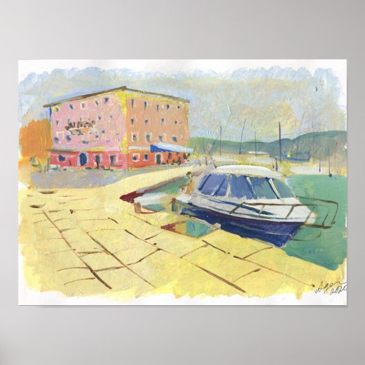 Poster mer avec remblai et bateau (Devant)
