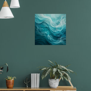 Poster Mer Ciel Bleu Sarcelle Tourbillonnant Rêveur