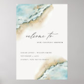 Poster Mer Côtière Vague Sable Plage Couples Douche Bienv (Devant)