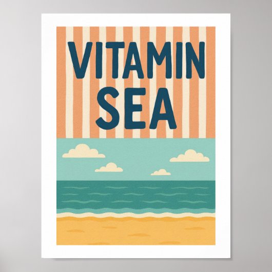 Poster Mer de vitamine Rétro Typographie de plage Pun côt (Devant)