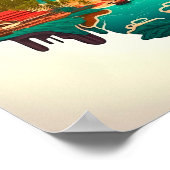 Poster Mer insulaire tropicale avec volcans (Coin)