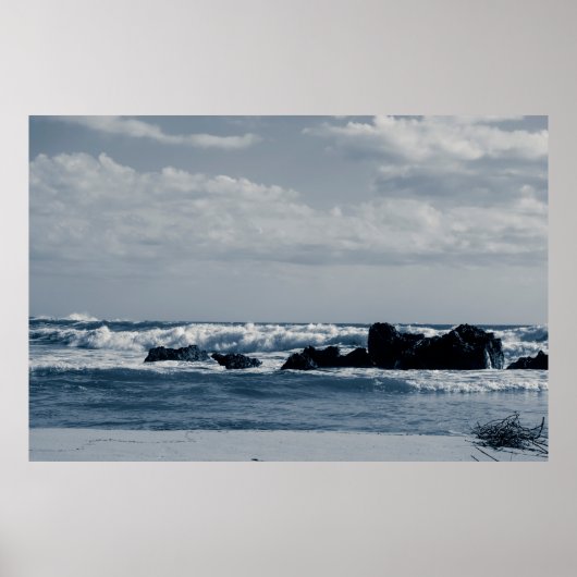 Poster Mer ionienne agitée par des vagues de mousse qui e (Devant)