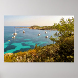 Poster Mer Méditerranée & Yachts, Portinatx, Ibiza