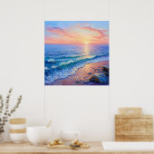 Poster Mer océanique coucher de soleil (Cuisine)