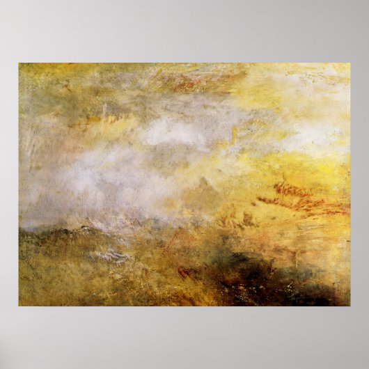 Poster Mer orageuse avec dauphins par Joseph Mallord Turn (Devant)