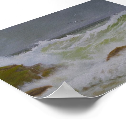 Poster Mer orageuse et rochers. (Coin)