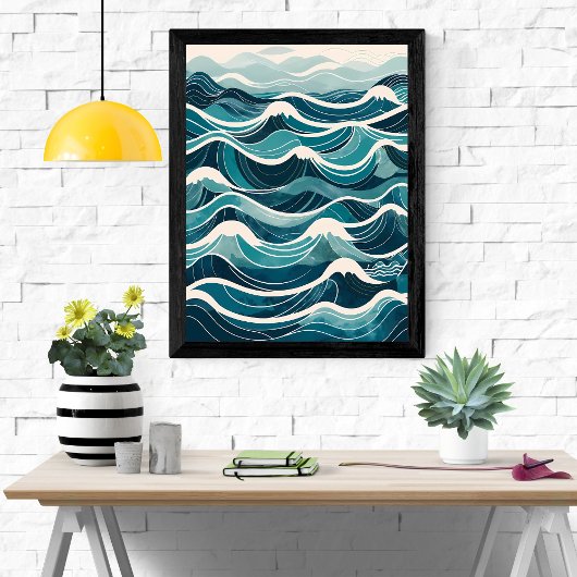Poster Mer Sérénissime : une vague d'aquarelle
