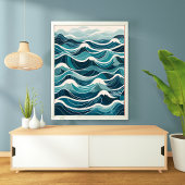 Poster Mer Sérénissime : une vague d'aquarelle
