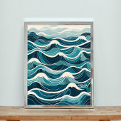 Poster Mer Sérénissime : une vague d'aquarelle
