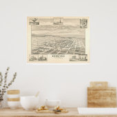 Poster Merced, CA. Panoramic Map 1888 (1062A) (Cuisine)