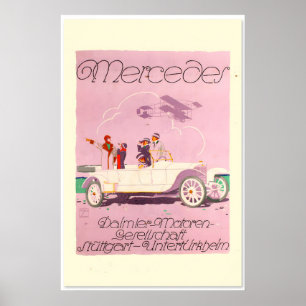 Poster Mercedes 1914 Style Vintage Voiture Classique