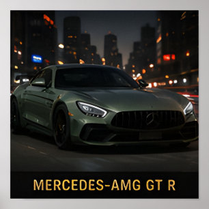 Poster Mercedes AMG GT R voiture de sport allemande moder