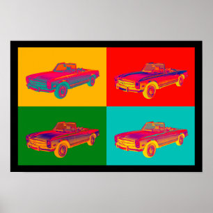 Poster Mercedes Benz 280 SL Convertible Pop Art