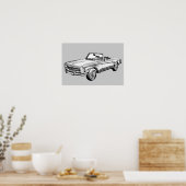 Poster Mercedes Benz 280 SL Illustration convertible (Cuisine)