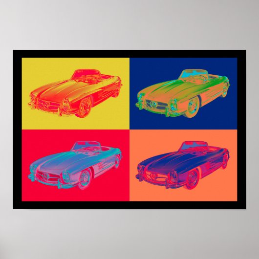 Poster Mercedes Benz 300 SL Convertible Pop Art (Devant)