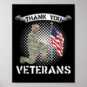 Poster Merci aux vétérans Drapeau des États-Unis Soldat f