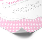 Poster Merci Baby shower rose, gris blanc (Coin)