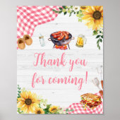 Poster Merci BBQ tournesol rose pour venir (Devant)