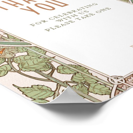 Poster Merci Bougainvillea signe Art Nouveau par Mucha (Coin)