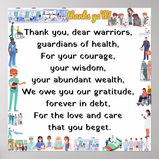 Poster Merci, cher personnel hospitalier (Devant)