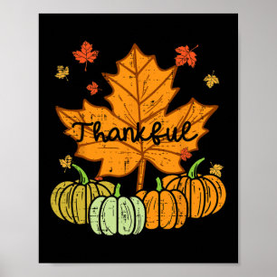 Poster Merci Citrouille feuille mignon Thanksgiving Fall 