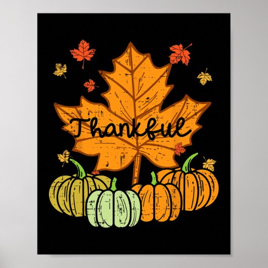 Poster Merci Citrouille feuille mignon Thanksgiving Fall  (Devant)