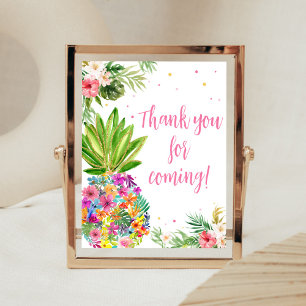 Poster Merci d'ananas floral tropical pour venir