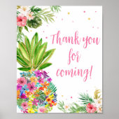 Poster Merci d'ananas floral tropical pour venir (Devant)