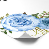 Poster Merci d'avoir douché la mariée à venir Fleurs bleu (Coin)