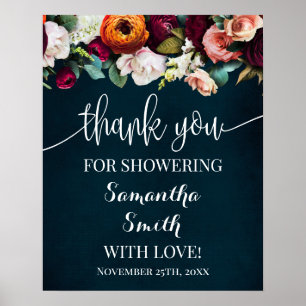 Poster Merci d'avoir douché la mariée Signe Navy Wine