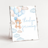 Poster Merci de Baby shower à bulle d'ours bleu pour veni