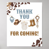 Poster Merci de Baby shower Cowboy pour venir (Devant)