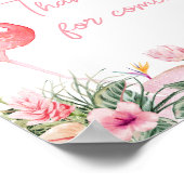Poster Merci de Baby shower de Flamant rose tropical à ve (Coin)