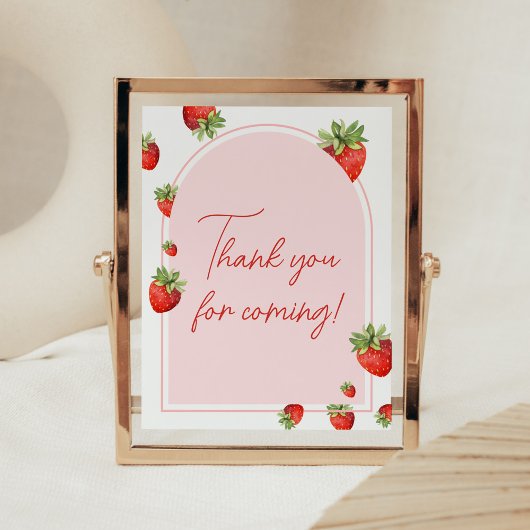 Poster Merci de Baby shower de fraise rouge pour venir