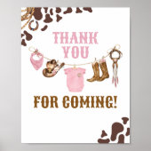 Poster Merci de Baby shower de petite fille pour venir (Devant)