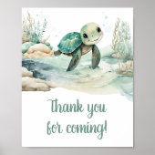 Poster Merci de Baby shower de tortue marine à venir (Devant)