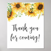 Poster Merci de Baby shower de tournesol à venir (Devant)