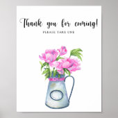 Poster Merci de baby shower floral pour venir (Devant)