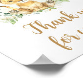 Poster Merci de Baby shower Lion vert pour venir (Coin)