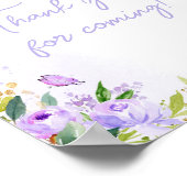 Poster Merci de Baby shower papillon pourpre pour venir (Coin)