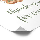 Poster Merci de ballon d'ours vert Sage pour venir (Coin)