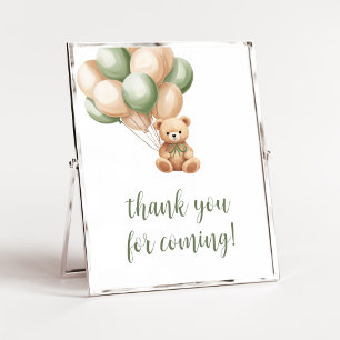 Poster Merci de ballon d'ours vert Sage pour venir