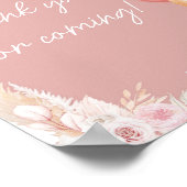 Poster Merci de ballon rose de l'ours de Boho pour venir (Coin)