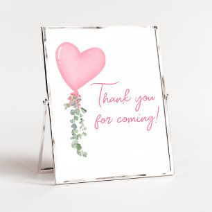 Poster Merci de ballon rose Valentine pour venir