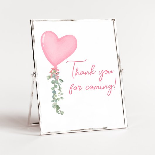 Poster Merci de ballon rose Valentine pour venir