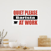 Poster Merci De Bien Vouloir Barista Au Travail (Cuisine)