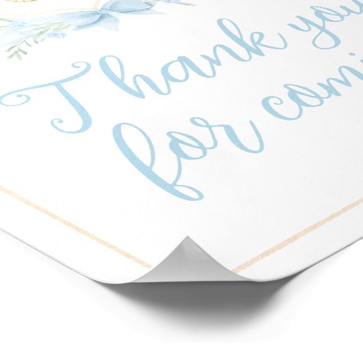 Poster Merci de crête bleu aquarelle pour venir (Coin)