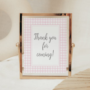 Poster Merci de En vichy rose classique pour venir