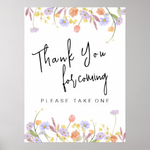 Poster Merci de Fête des mariées Fleur sauvage Scabiosa