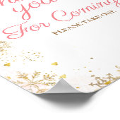 Poster Merci de flocon de neige rose d'hiver pour venir (Coin)